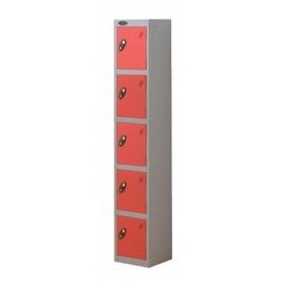 Trexus Plus 5 Door Locker Nest of 1 Extra Depth ACTIVECOAT W305xD460xH1780mm Silver Red Ref 864710