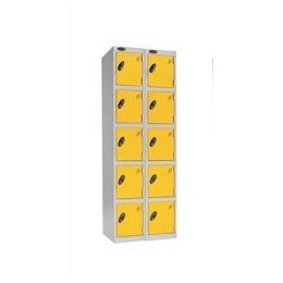 Trexus Plus 5 Door Locker Nest of 2 Extra Depth ACTIVECOAT W305xD460xH1780mm Silver Yellow Ref 864859