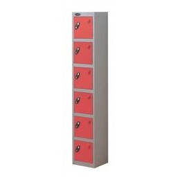 Trexus Plus 6 Door Locker Nest of 1 Extra Depth ACTIVECOAT W305xD460xH1780mm Silver Red Ref 865197