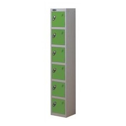 Trexus Plus 6 Door Locker Nest of 1 Extra Depth ACTIVECOAT W305xD460xH1780mm Silver Green Ref 865202