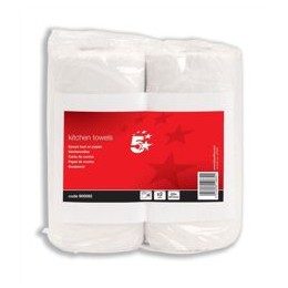 5 Star Kitchen Tissue 229x247mm Sheets 60 per Roll [Pack 2]