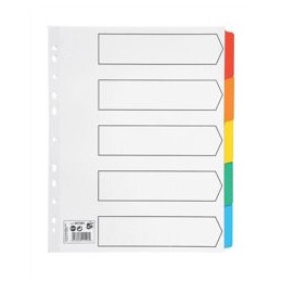 5 Star Maxi Index Extra-wide 230 micron Card with Coloured Mylar Tabs 5-Part A4 White