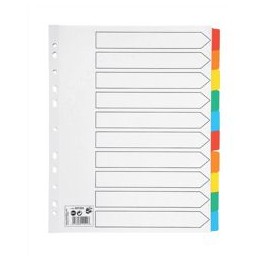 5 Star Maxi Index Extra-wide 230 micron Card with Coloured Mylar Tabs 10-Part A4 White