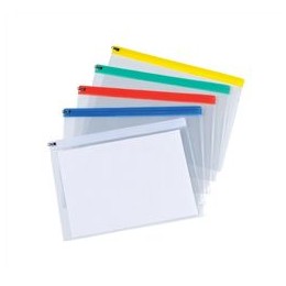 5 Star Zip Filing Bags PVC Clear Front with Coloured Seal A4 Assorted [Pack 30]
