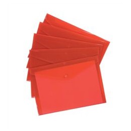 5 Star Envelope Wallet Polypropylene A4 Translucent Red [Pack 5]