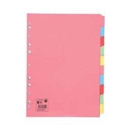 5 Star Subject Dividers Multipunched Manilla Board 10-Part A4 Assorted [Pack 25]