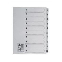5 Star Index 230 micron Card with Clear Mylar Tabs 1-10 A5 White