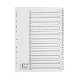 5 Star Index 230 micron Card with Clear Mylar Tabs 1-25 A4 White