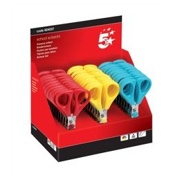 5 Star School Scissors with Plastic Handles and Stainless Steel Blades 55mm Assorted [Pack 30]