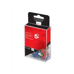 5 Star Push Pins Assorted Opaque [Pack 100]