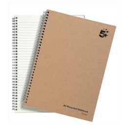 5 Star Notebook Wirebound Hard Cover Recycled 80gsm A4 Manilla [Pack 5]
