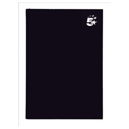 5 Star Notebook Casebound Hard Cover Ruled 80gsm A4 Black [Pack 5]