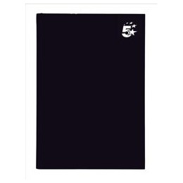 5 Star Notebook Casebound Hard Cover Ruled 80gsm A5 Black [Pack 5]