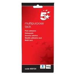 5 Star Multipurpose Tack Adhesive Re-usable Non-toxic 140g Blue [Pack 12]