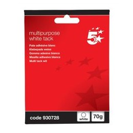 5 Star Multipurpose Tack Adhesive Re-usable Non-toxic 70g White [Pack 12]