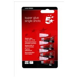 5 Star Super Glue Singles Application Tube One-shot Industrial Strength 0.5g [Pack 4]