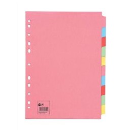 5 Star Subject Dividers Multipunched Manilla Board 10-Part A4 Assorted [Pack 10]