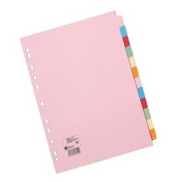 5 Star Subject Dividers Multipunched Manilla Board 12-Part A4 Assorted [Pack 10]