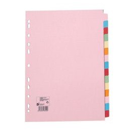 5 Star Subject Dividers Multipunched Manilla Board 15-Part A4 Assorted [Pack 10]