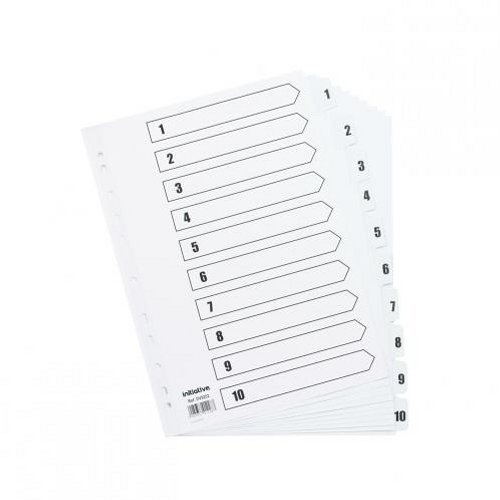 Initiative Index 1-10 White A4 Mylar Tabs