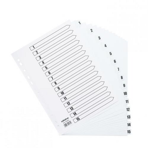 Initiative Index 1-15 White A4 Mylar Tabs