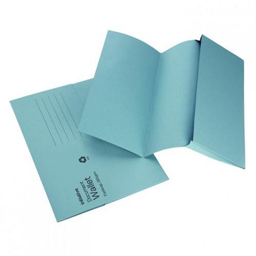 Initiative Document Wallet Foolscap Mediumweight Blue [Pack of 50]