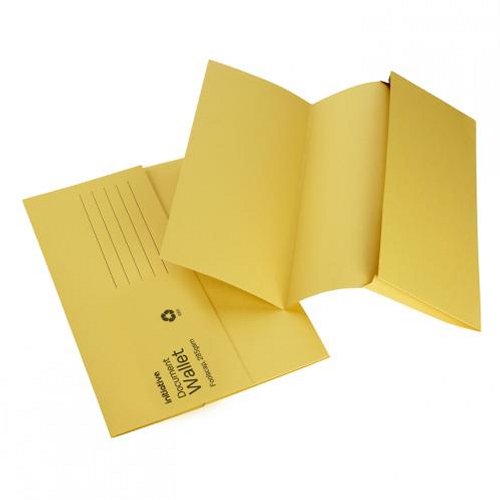 Initiative Document Wallet Foolscap Mediumweight Yellow [Pack of 50]