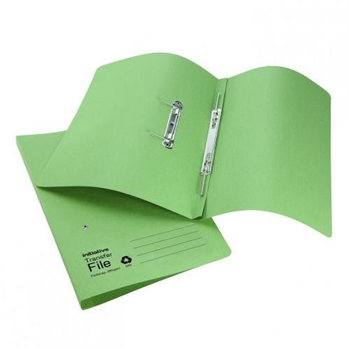 Initiative Transfer Spring File Foolscap Green [Pack of 50]