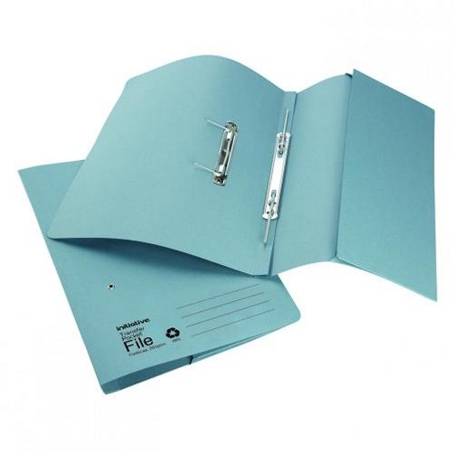 Initiative Transfer Spring File with Pocket Foolscap Blue [Pack of 25]