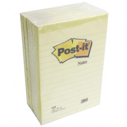 Post-It 102x152mm Feint Ruled Yellow [Pack of 6]