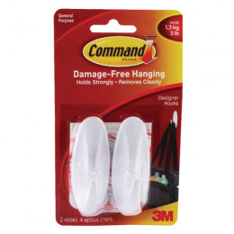 3M Command Adhesive Medium Oval Hook [Pack of 6x2]