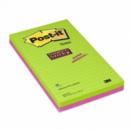 3M Post-It Super Ruled Sticky Notes 124x200mm Pack of 2
