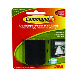 3M Command Medium Picture Hanging Strips Black [Pack of 4]