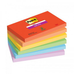 Post it Pack of 6 Super Sticky Notes Playful Colours 76x127mm 90 Sheet