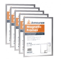 Announce Magnetic Frames A3 Silver [Pack of 5]
