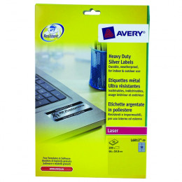 Avery L6012-20 Laser Labels Heavy Duty 10/Sheet Silver [20 Sheets]