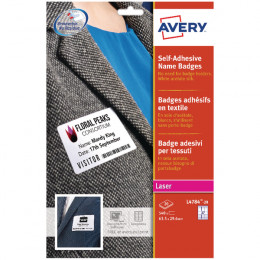 Avery L4784-20 Self Adhesive Name Badge 63.5x29.6mm White [Pack of 540]
