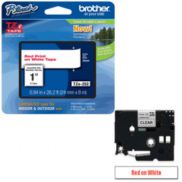 Brother P-Touch Tape 24mm Red-on-White