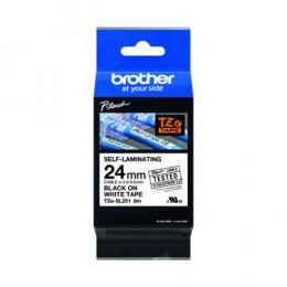 Brother TZESL251 24mm Black on White Self Laminating Tape