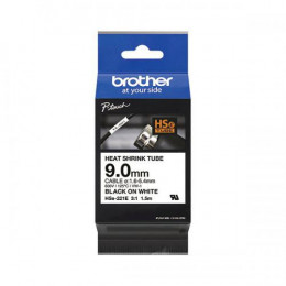 Brother HSE-221E 9mm Black on White Heat Shrink Tube