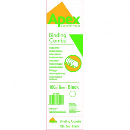 Fellowes Apex Plastic Binding Comb Black 6mm [Pack of 100]
