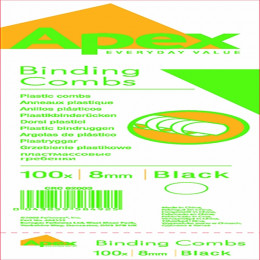 Fellowes Apex Plastic Binding Comb Black 8mm [Pack of 100]