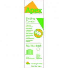Fellowes Apex Plastic Binding Comb Black 10mm [Pack of 100]