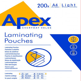 Fellowes Apex A4 Laminating Pouch Light Duty [Pack of 200]