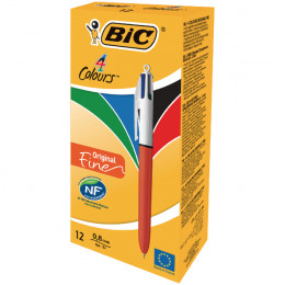 Bic 4 Colours Ballpoint Pen Fine 0.8mm [Pack of 12]