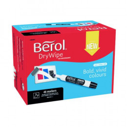 Berol Drywipe Marker Chisel Tip Black [Pack of 48]