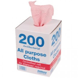 Anti-bacterial Cloths on a Roll 220x370mm Red Pack of 200 CCIAR201A