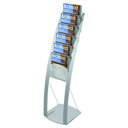 Deflecto 6 Pocket Floor Stand Silver