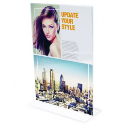 Deflecto Stand Up Sign Holder A5 Portrait Clear