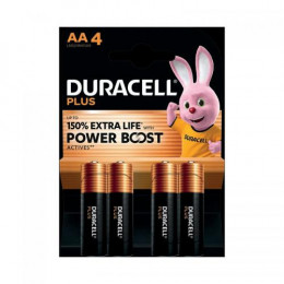 Duracell AA Plus Alkaline 150% Extra Life Power Boost 1.5V [Pack of 4]